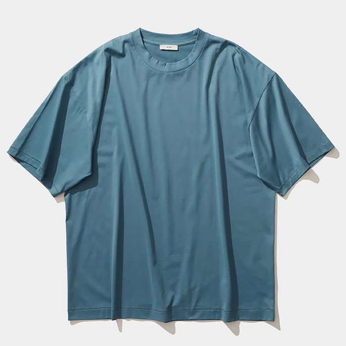 ATON | SUVIN 60/2 | OVERSIZED S/S T-SHIRT | BLUE GRAY - Stripe-inc Online  Shop