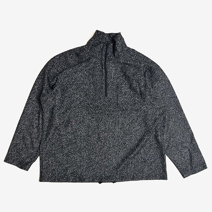 ENGINEERED GARMENTS | ZIP MOCK NECK | WOOL POLY MELANGE KNIT | CHARCOAL-  Stripe-inc Online Shop