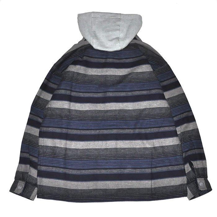DESCENDANT | SPICOLI HOODED LS SHIRT | NAVY - Stripe-inc Online Shop
