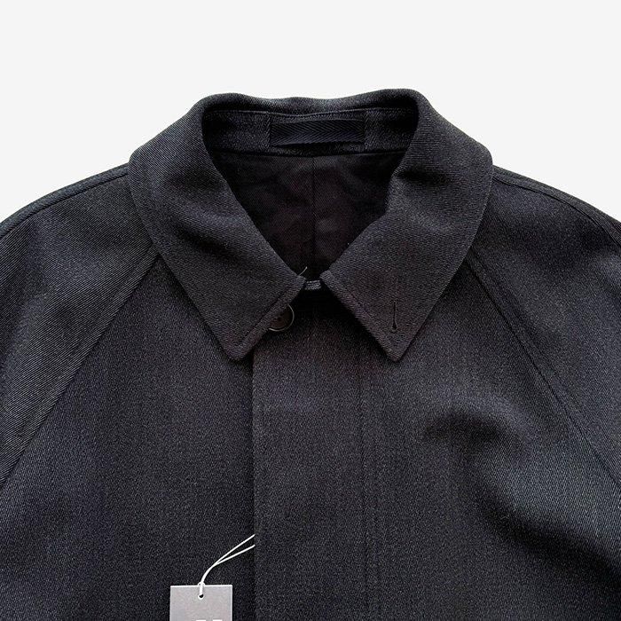 MARGARET HOWELL | MEN | WOOL COTTON WHIPCORD | CHARCOAL- Stripe