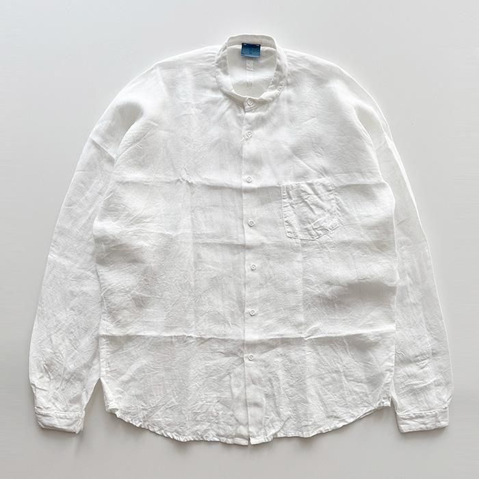 AULICO | NO COLLAR LONG SLEEVE SHIRT | WHITE - Stripe-inc