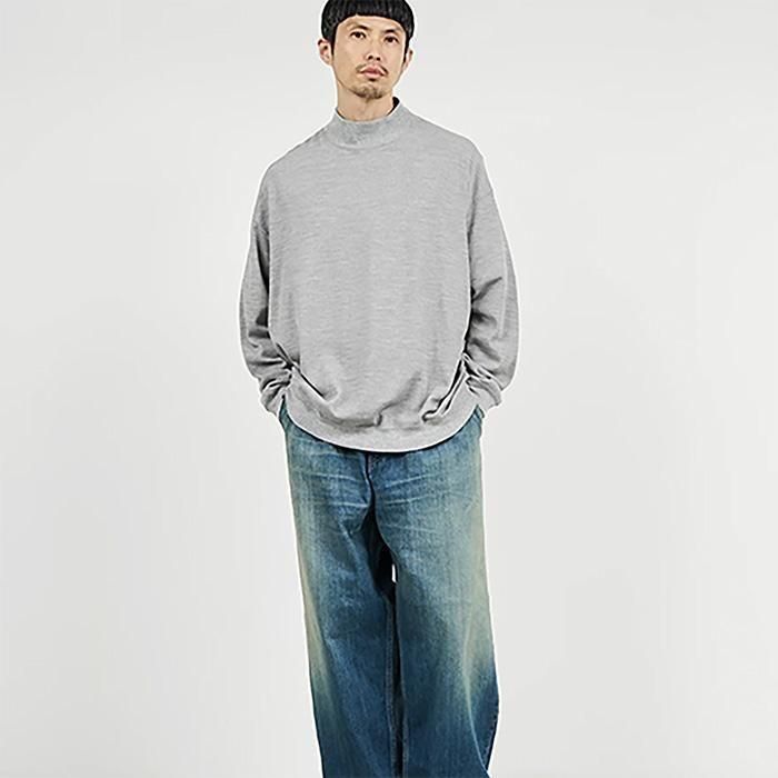 Graphpaper | Men | Wool Honeycomb Mock Neck Thermal | H.Gray