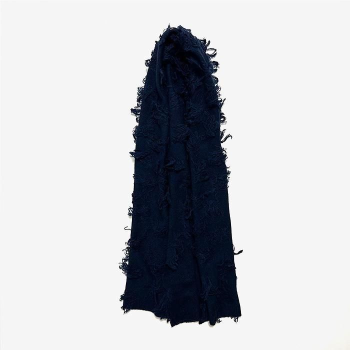 homspun | ラム フリンジストール | ネイビー - Stripe-inc Online Shop