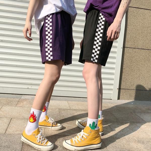 サイドブロックチェックハーフパンツ 韓国系プチプラ通販レディースファッションdecorative デコラティブ サイドブロックチェックハーフパンツ 韓国系プチプラ通販レディースファッションdecorative デコラティブ