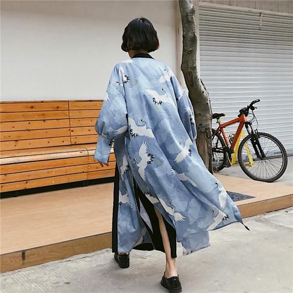 即納あり 和鶴デザイン ガウンロングカーディガン 韓国系プチプラ通販レディースファッションdecorative デコラティブ 即納あり 和鶴デザイン ガウンロングカーディガン 韓国系プチプラ通販レディースファッションdecorative デコラティブ