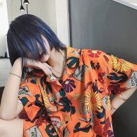 【即納あり】 ヒマワリプリント オレンジBigシャツ