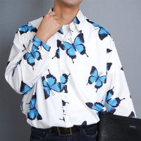 【即納あり】 アゲハ蝶 サテンシャツ