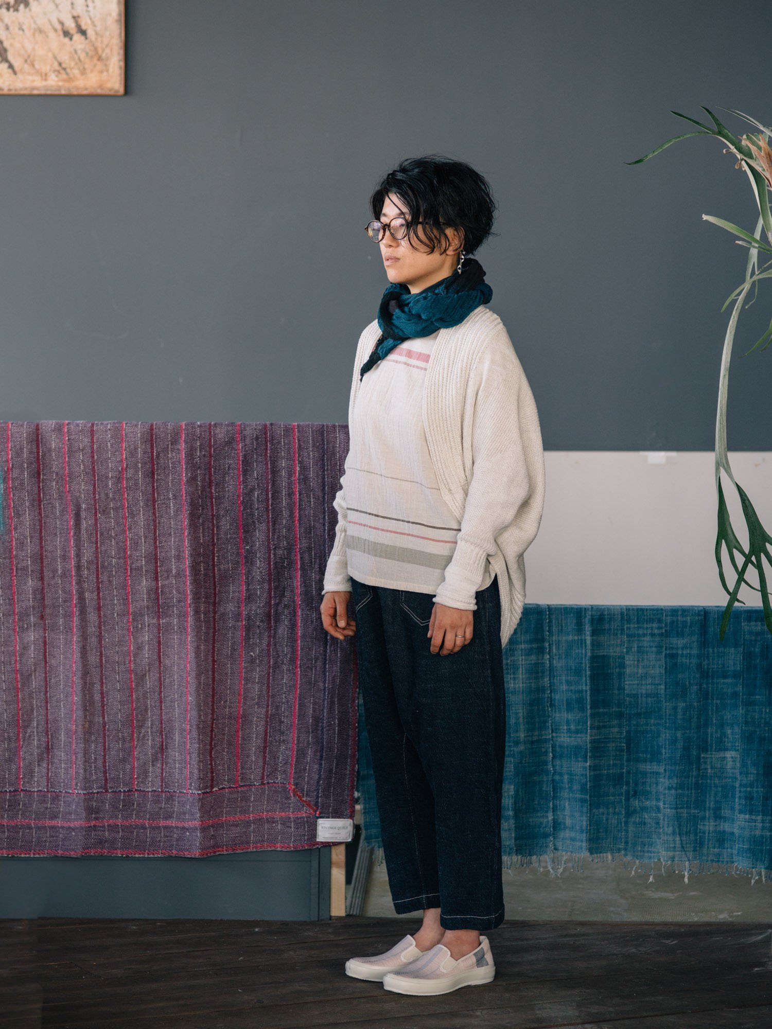 roots shawl MIDDLE cotton｜tamaki niime 玉木新雌 - パンと日用品の