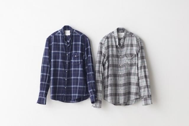 h.b スタンドカラーシャツ ビエラチェック classico(クラシコ)