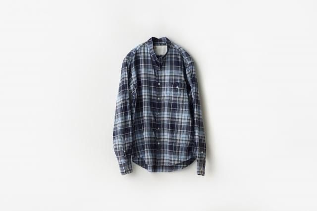 h.b スタンドカラーシャツ コットンチェック classico(クラシコ)