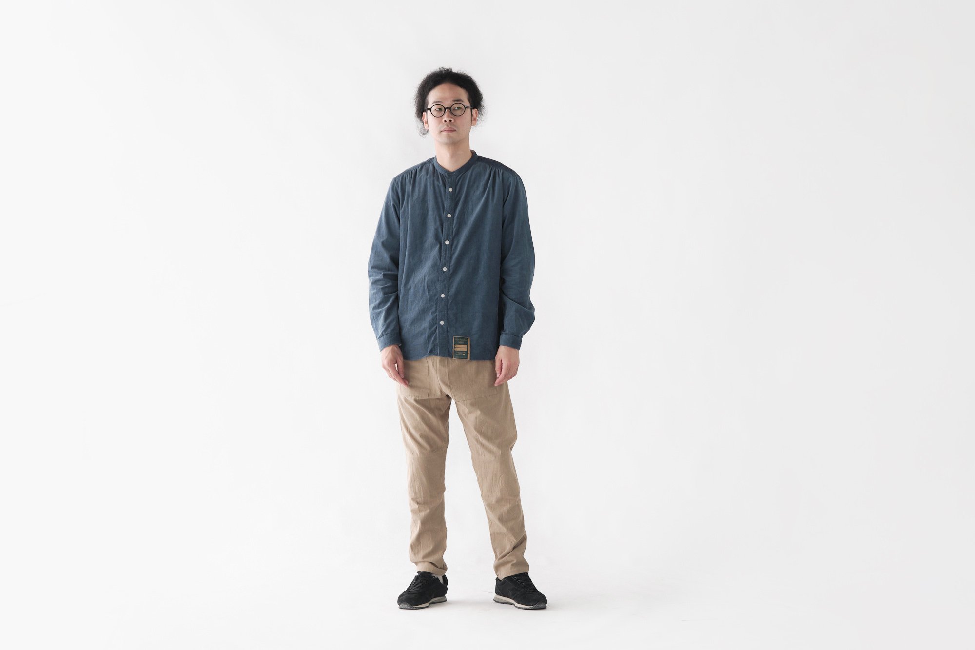 HW collarless shirt corduroy blue｜ASEEDONCLOUD - パンと