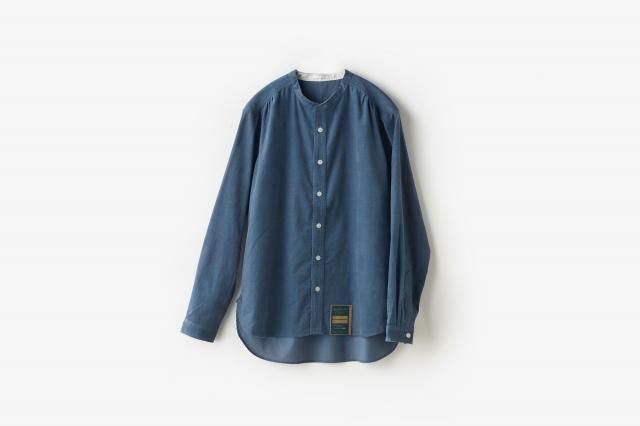 HW collarless shirt corduroy blue ASEEDONCLOUD アシードンクラウド
