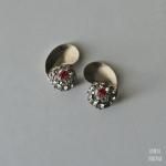 スターリングシルバー ラインストーンクラスターイヤリング