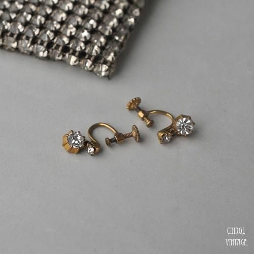 ヴィクトリアン リトルクリアグラスドロップイヤリング