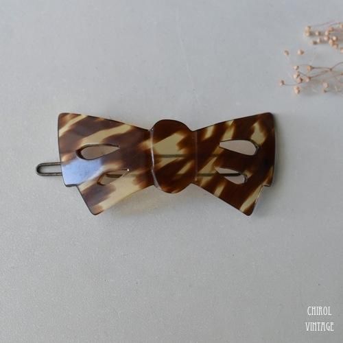 セルロイドトータスシェル リボンヘアクリップ