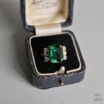 エメラルドxクリアラインストーン カクテルリング