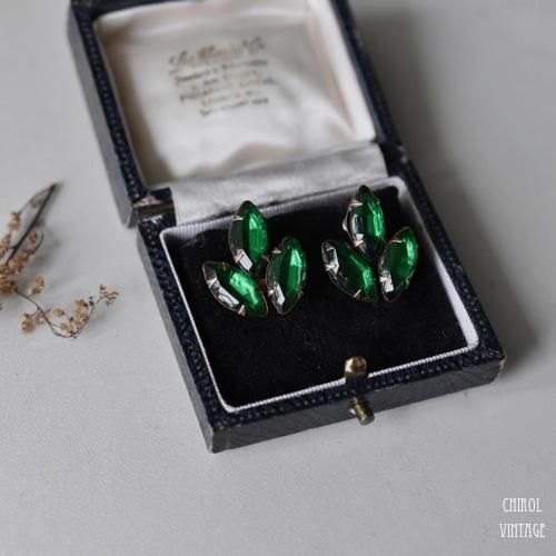 ミントグリーン マーキスビジューイヤリング