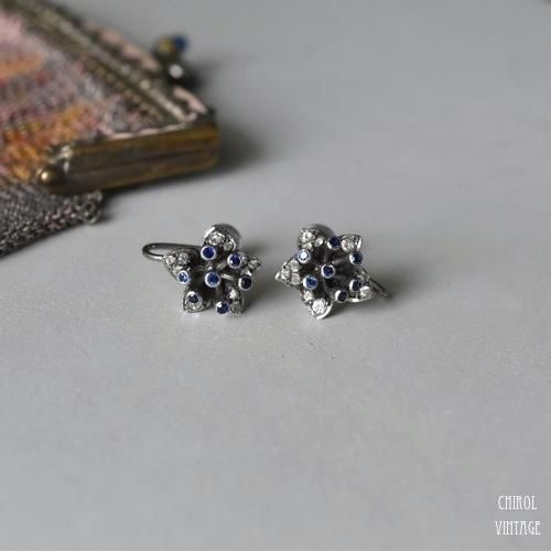 スターリングシルバーxサファイアフラワーイヤリング