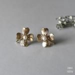 KREMENTZクレメンツ リアルパールxゴールドフラワーイヤリング