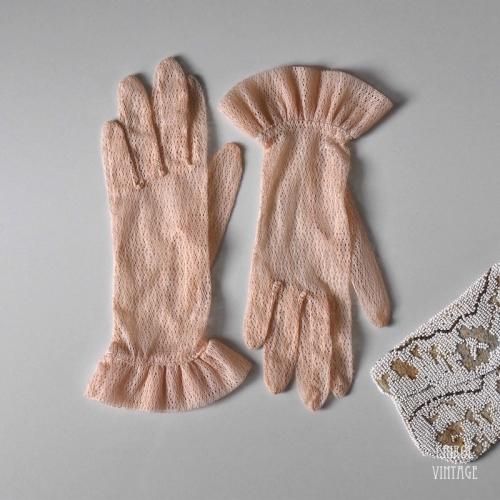 ピーチピンク フリルカフレースグローブ