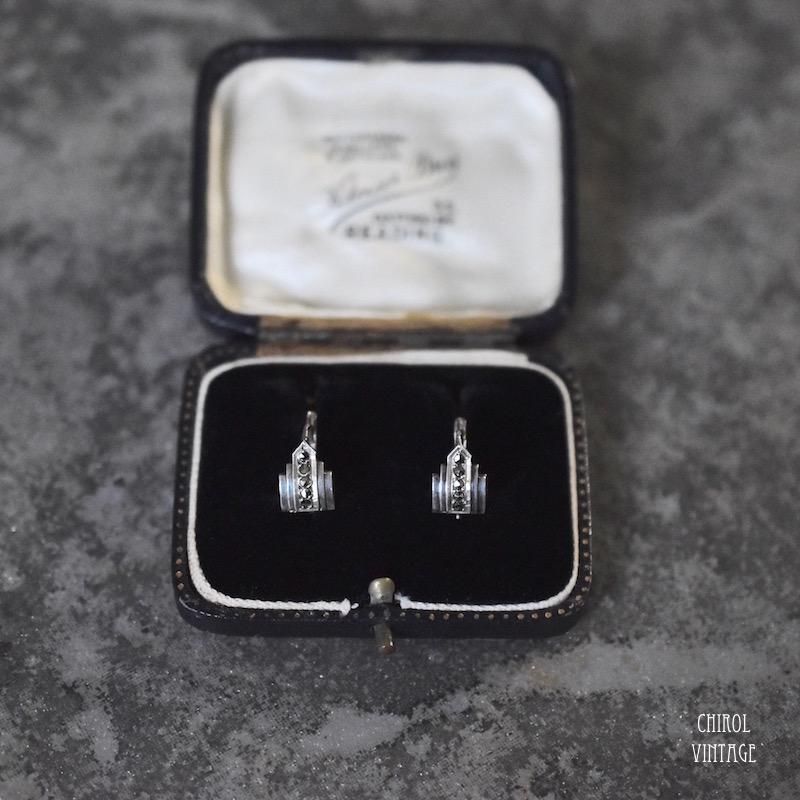 ピアス ファッションスタッドピアス ビンテージオリジナルアールデコ×ケースohrringe original x4 gestt silber deco mode jahrgang art wei fallen