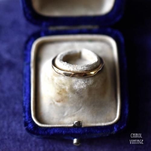 ヴィンテージ 9Kゴールド ファセット ウェディングリング