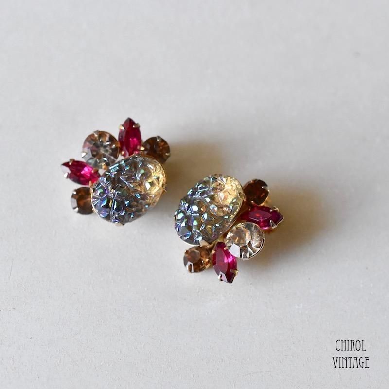 Beaujewels カーニバル ピンクビジューイヤリング Chirol Vintage ヴィンテージ ジュエリー通販 アンティーク アクセサリーのセレクトショップ