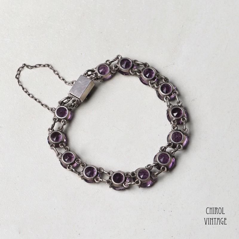 「高評価！」注目のレビュ アメジスト VINTAGE CHIROL - シルバーブレスレット アクセサリー