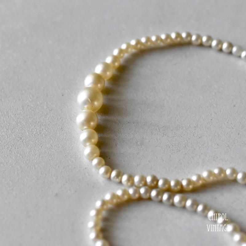 vintage Pearl アンティーク クラシック デザイン パールネックレス グラデュアル オールノットパール ロングフラッパーネックレス