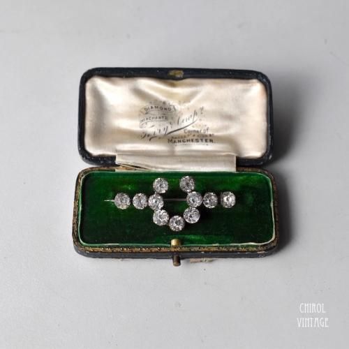 オールドカットグラス ホースシュー バーブローチ