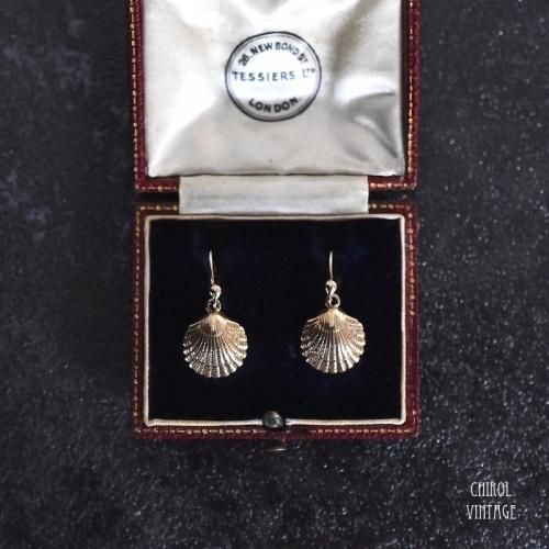 9Kゴールド スカラップシェル ドロップピアス