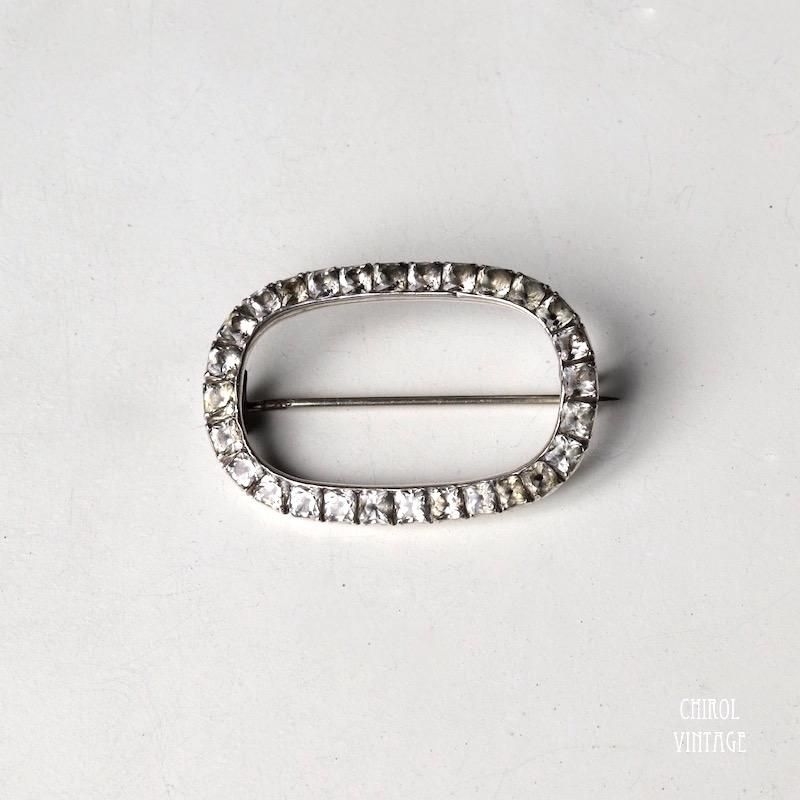 アンティークジョージアンオーバルペーストガラスブローチ