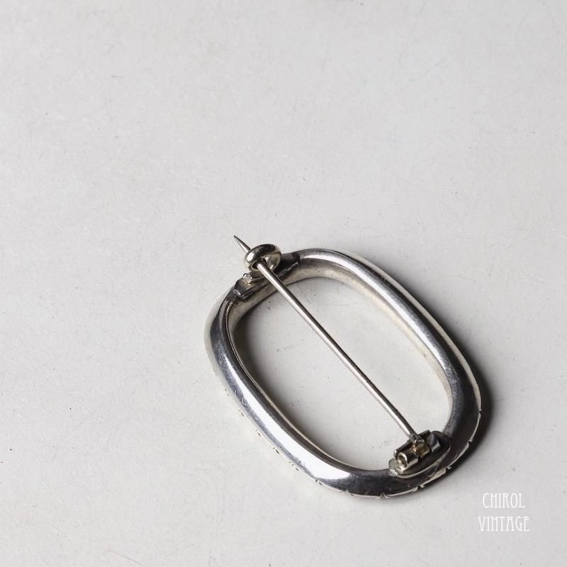 アンティークジョージアンオーバルペーストガラスブローチ