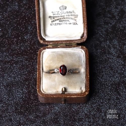 9Kゴールド ガーネットxダイアモンドリング