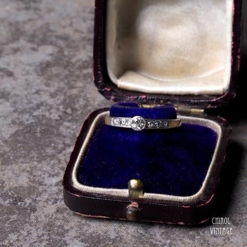 18Kゴールド プラチナ オールドマインカット ダイアモンドリング