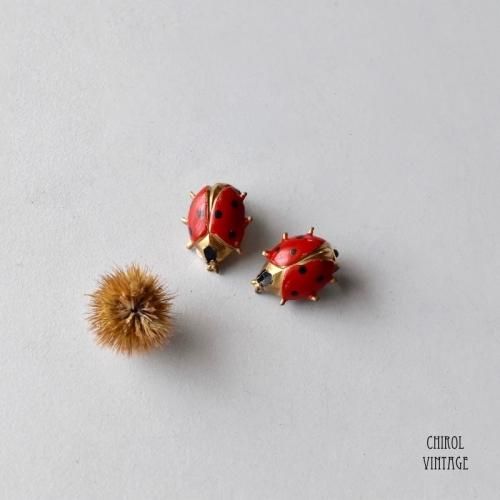 エナメル てんとう虫イヤリング
