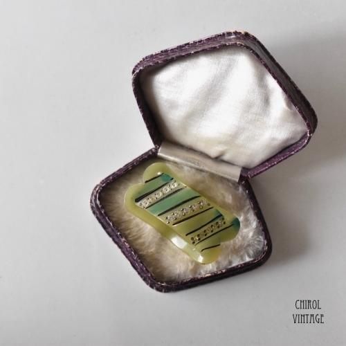 アールデコ ライムグリーン セルロイドスカーフリング