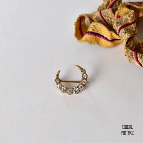 クリアグラス ミニクレセントブローチ