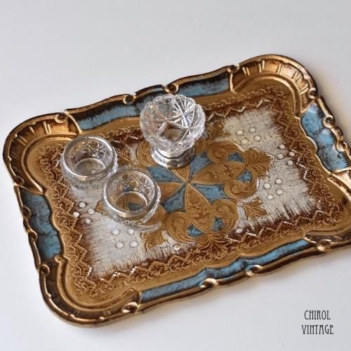 イタリア ギルトペイントトレイ