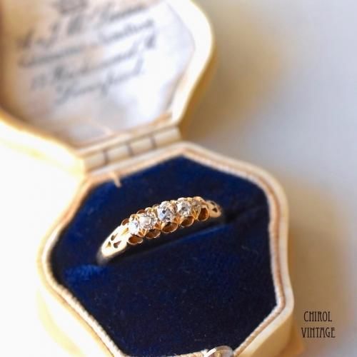 アンティーク 18Kゴールド オールドカット 5ダイアモンドリング