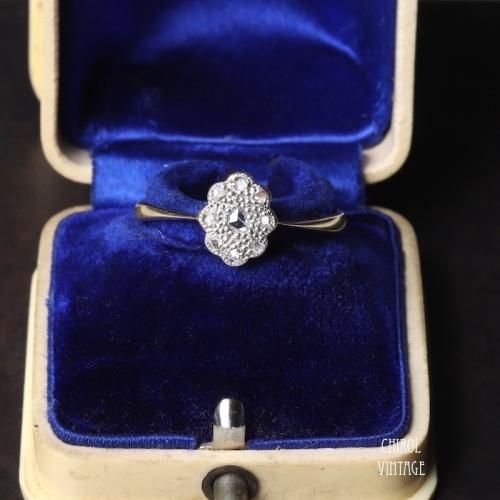 アンティーク 18Kゴールド リトルローズカットダイアモンドリング