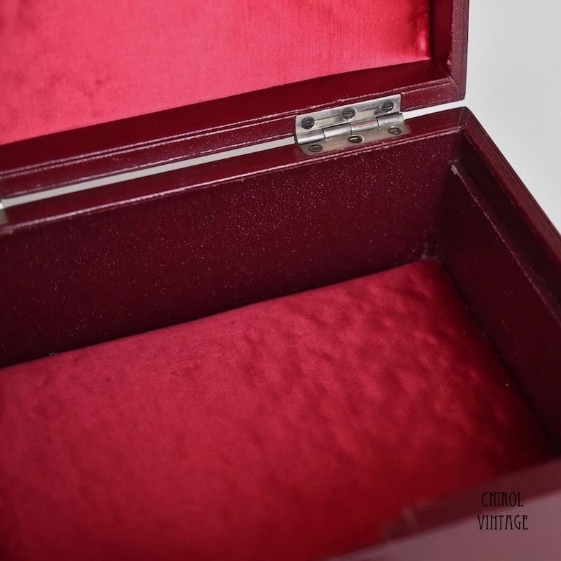 アンティーク】バーガンディ レザー ジュエリー アクセサリーボックス 収納