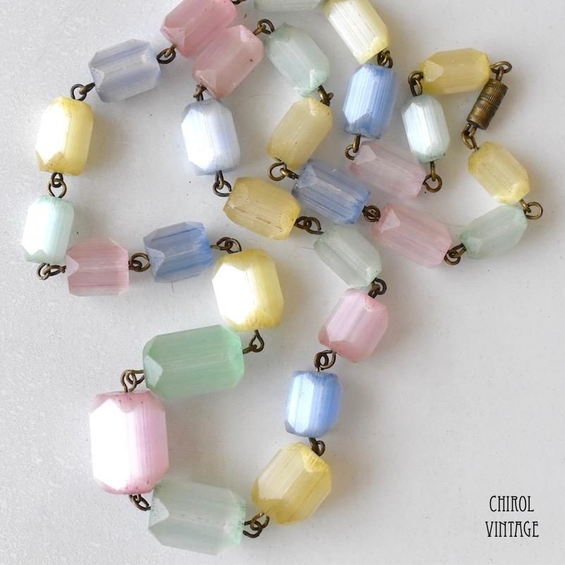ヴィンテージサフィレット　フロレンザ　ネックレス パステルフロスト サテングラスネックレス - CHIROL VINTAGE