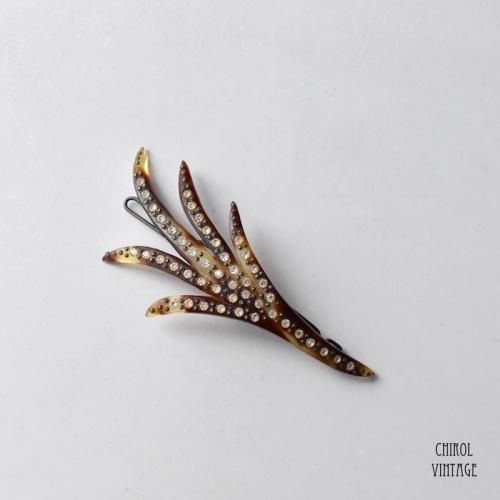 トータスシェル セルロイド フェザーヘアクリップ