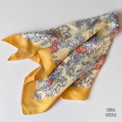 Liberty リバティ イエローフラワーシルクスカーフ