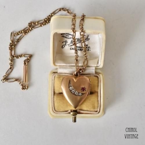 クレセントxスター ハートロケットネックレス