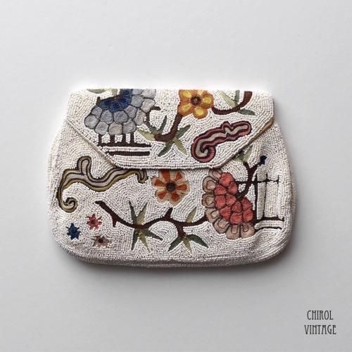 クリームシードビーズ オリエンタルエンブロイダリー ミニパース