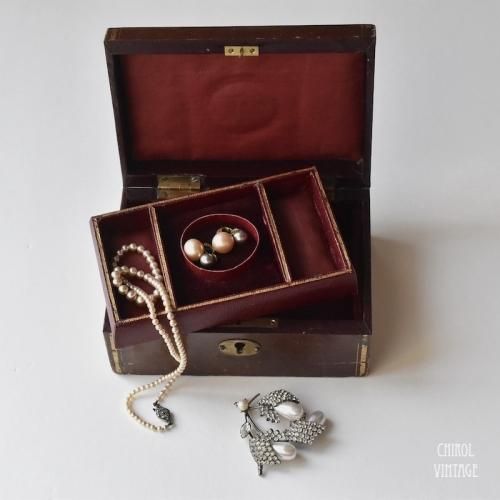 ブラウンフェイクレザー スモールジュエリーボックス