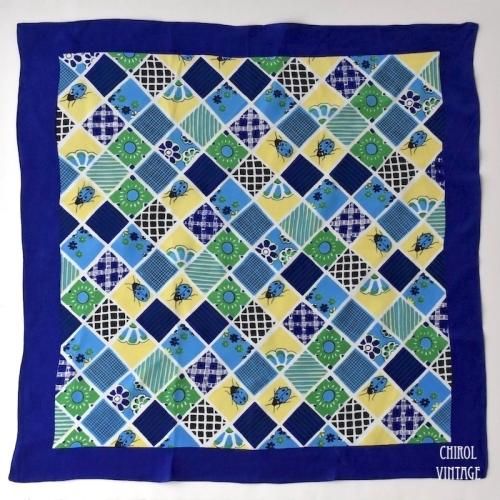 てんとう虫 ブルーシルクスカーフ