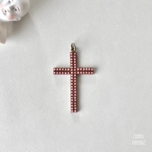 コーラルグラス ラージクロスペンダント